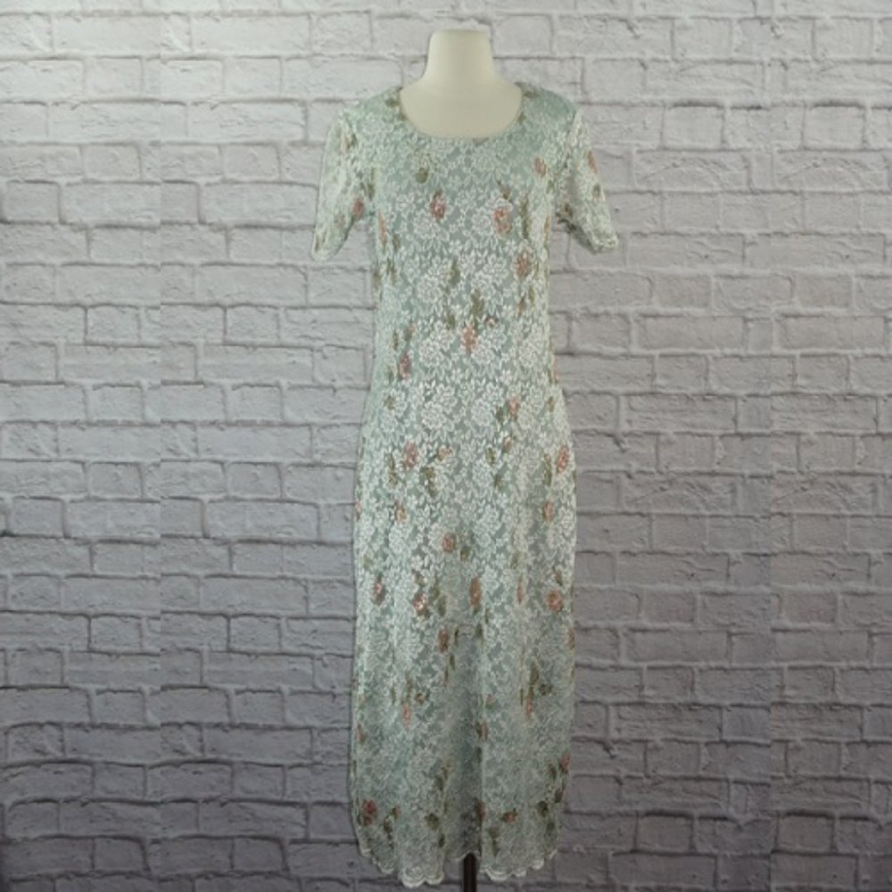 Vintage 90s Floral Lace Slip Dress